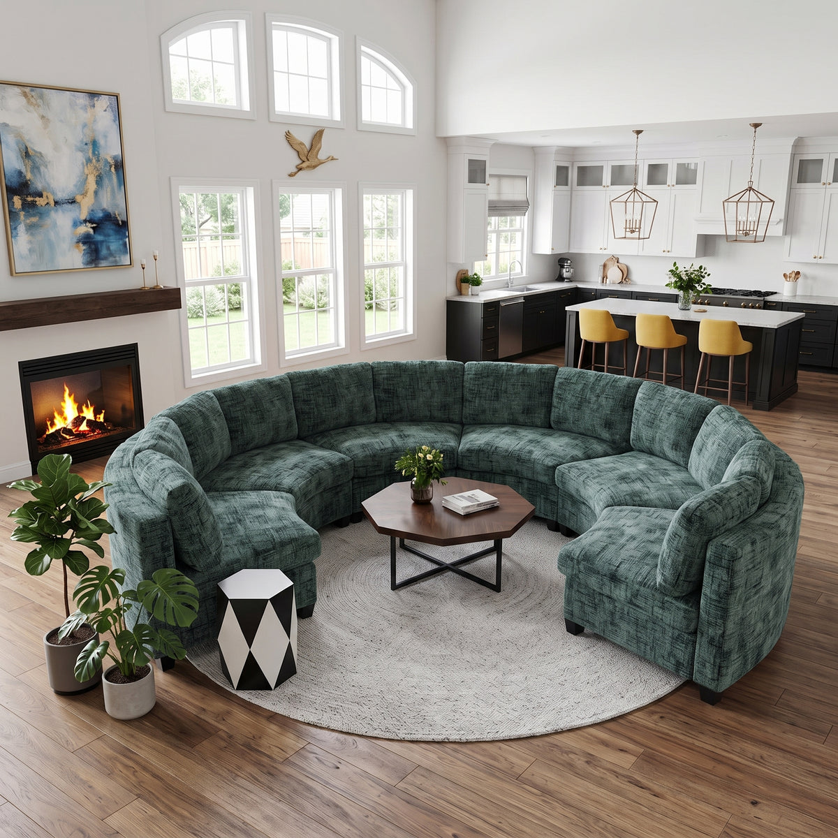 Harlan Curved Modular Sectional Sofa – Chenille, Solid Wood Frame, 4 Colors – view 15