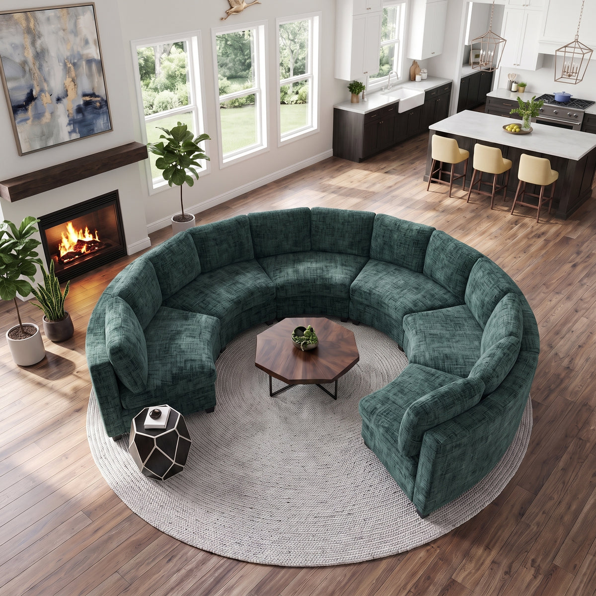 Harlan Curved Modular Sectional Sofa – Chenille, Solid Wood Frame, 4 Colors – view 16