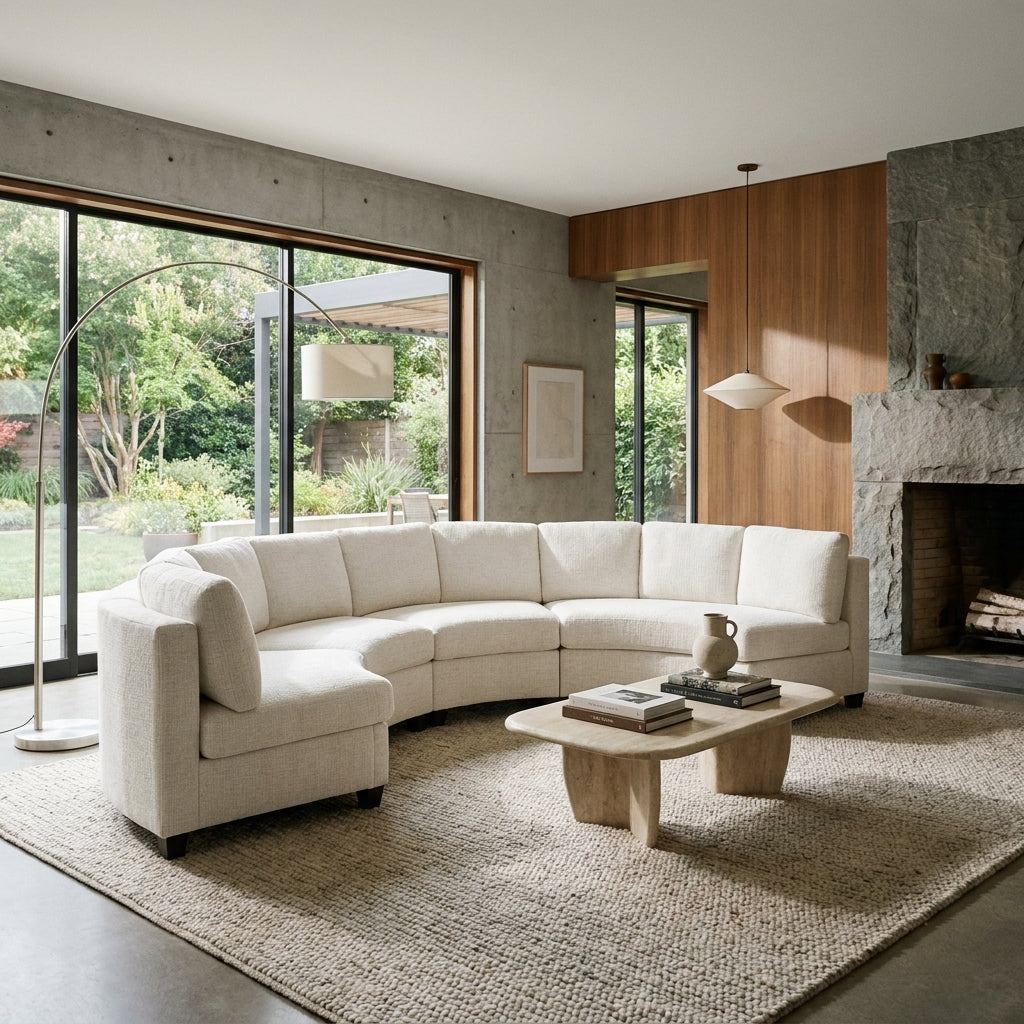 Harlan Curved Modular Sectional Sofa – Chenille, Solid Wood Frame, 4 Colors – view 2