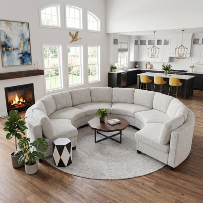 Harlan Curved Modular Sectional Sofa – Chenille, Solid Wood Frame, 4 Colors – view 3