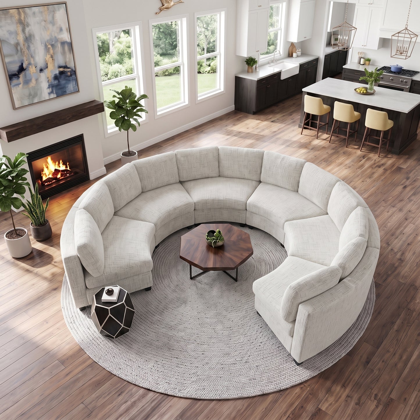 Harlan Curved Modular Sectional Sofa – Chenille, Solid Wood Frame, 4 Colors – view 4