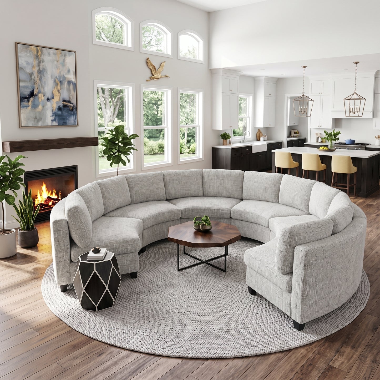 Harlan Curved Modular Sectional Sofa – Chenille, Solid Wood Frame, 4 Colors – view 5