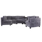 Harlow Curved Modular Sectional – 6-Seat Chenille Sofa with Storage Console