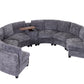 Harlow Curved Modular Sectional – 6-Seat Chenille Sofa with Storage Console – view 19