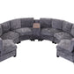 Harlow Curved Modular Sectional – 6-Seat Chenille Sofa with Storage Console – view 20