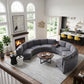 Harlow Curved Modular Sectional – 6-Seat Chenille Sofa with Storage Console – view 6