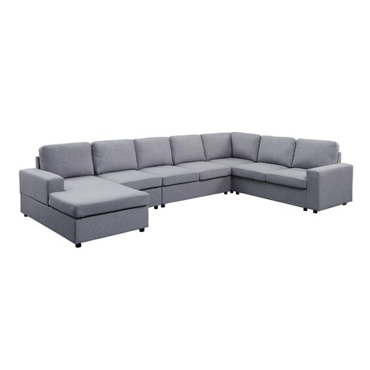 Hayden Light Gray Linen Sectional Sofa – 146.5" Sectional Sofa