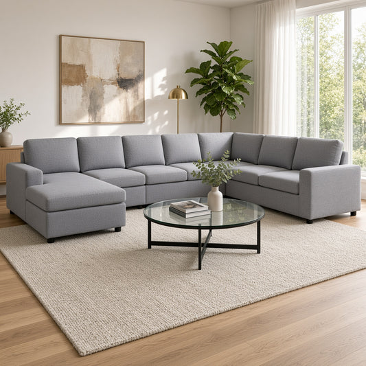 Hayden Light Gray Linen Sectional Sofa – 146.5" Sectional Sofa – view 2