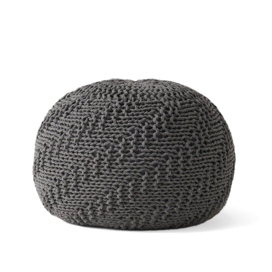 Hazel Dark Grey Cotton Pouf – 20" Pouf