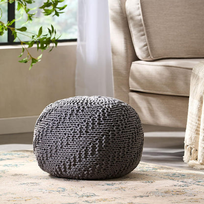 Hazel Dark Grey Cotton Pouf – 20" Pouf – view 2