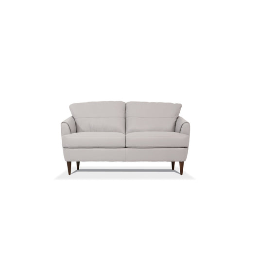 Helena Silver Grey Leather Loveseat – 58"W Loveseat
