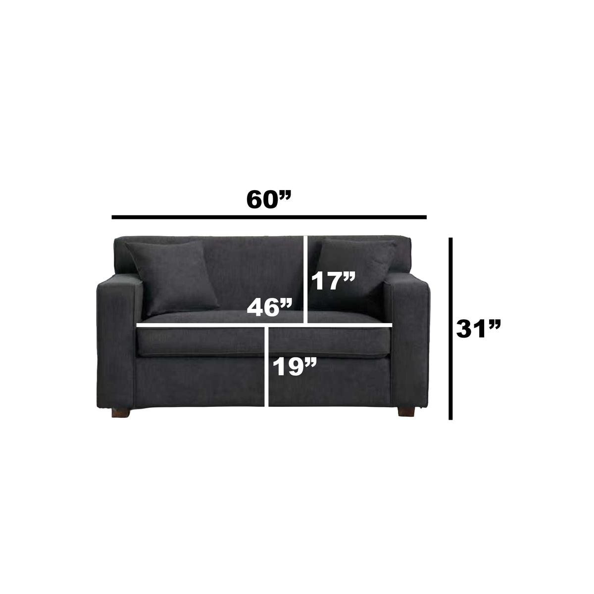 Holbrook Charcoal Gray Track Arm Lounge Chair – 60" 2-in-1 Convertible Sleeper Chair – view 7