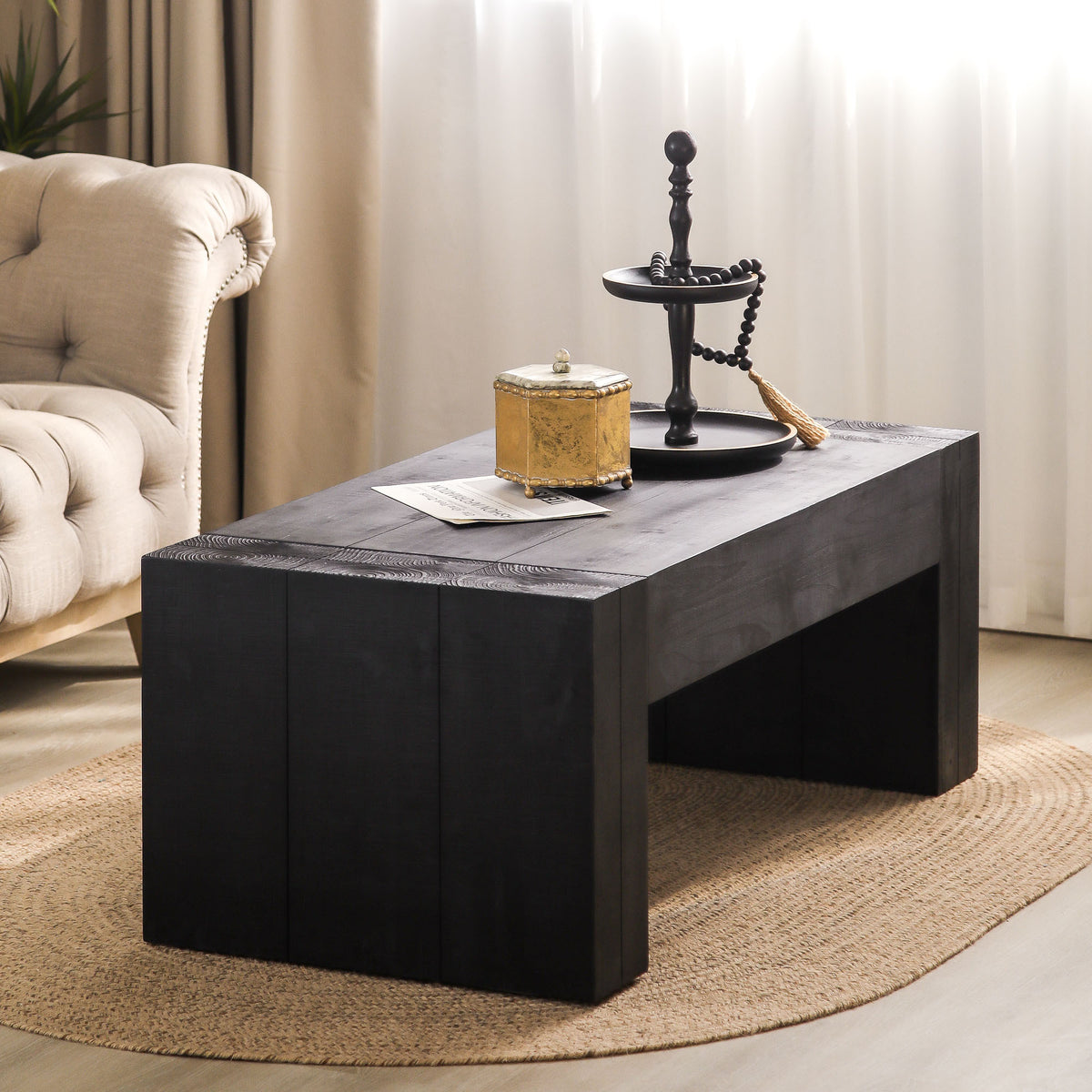 Hollis Black Engineered Wood Coffee Table – 23.7" Rectangular Coffee Table – view 3