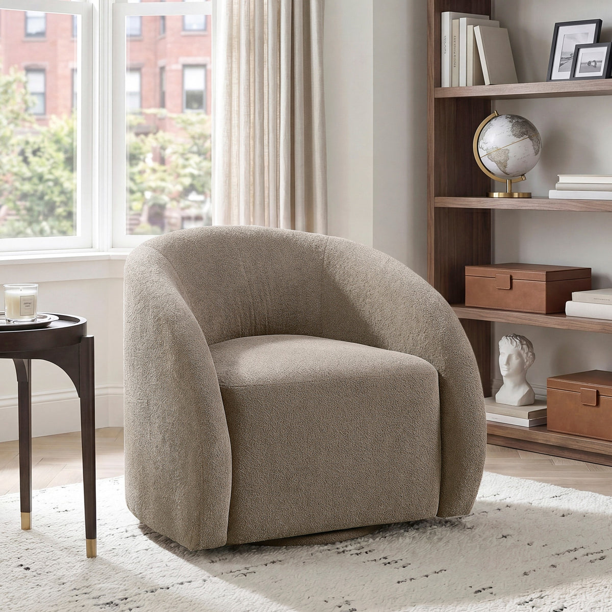 Hollis Microfiber Swivel Barrel Chair – view 2