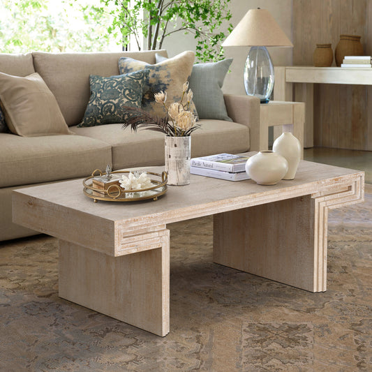 Holt Antique Natural Coffee Table – 48" Industrial Wood Table – view 2