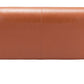 Horten Industrial Loveseat – 70” Modern Sofa with Steel Frame in orange faux leather upholstery.