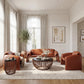 Horten Industrial Loveseat – 70” Modern Sofa with Steel Frame in a contemporary living room setup.
