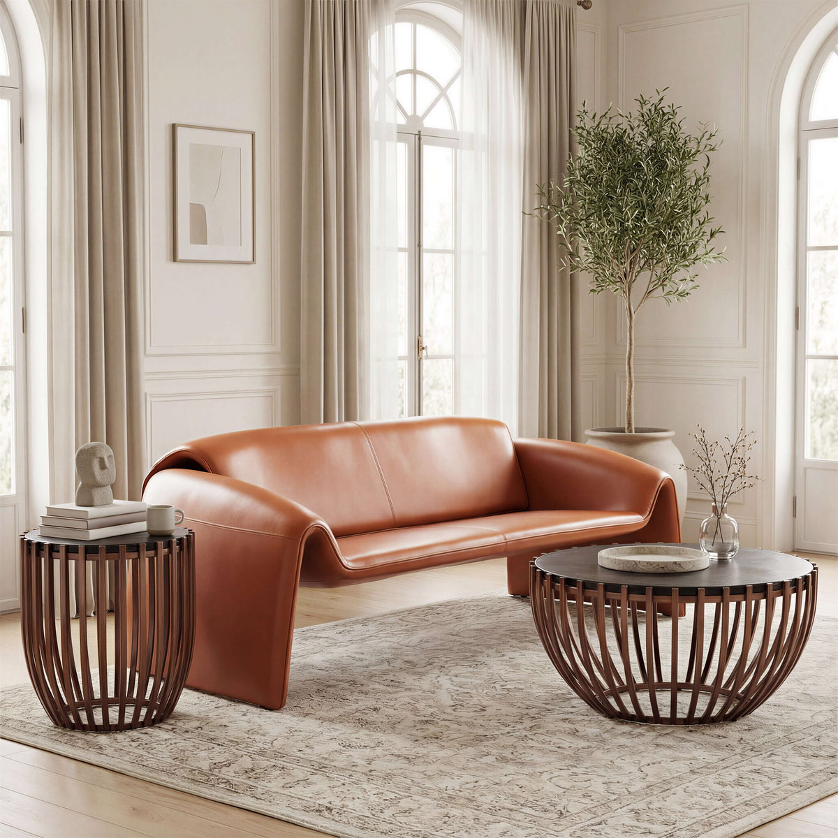 Horten Industrial Loveseat – 70” Modern Sofa with Steel Frame in a stylish living room setting with decor.