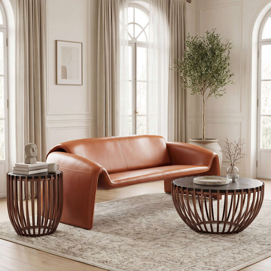Horten Industrial Loveseat – 70” Modern Sofa with Steel Frame in a stylish living room setting with decor.