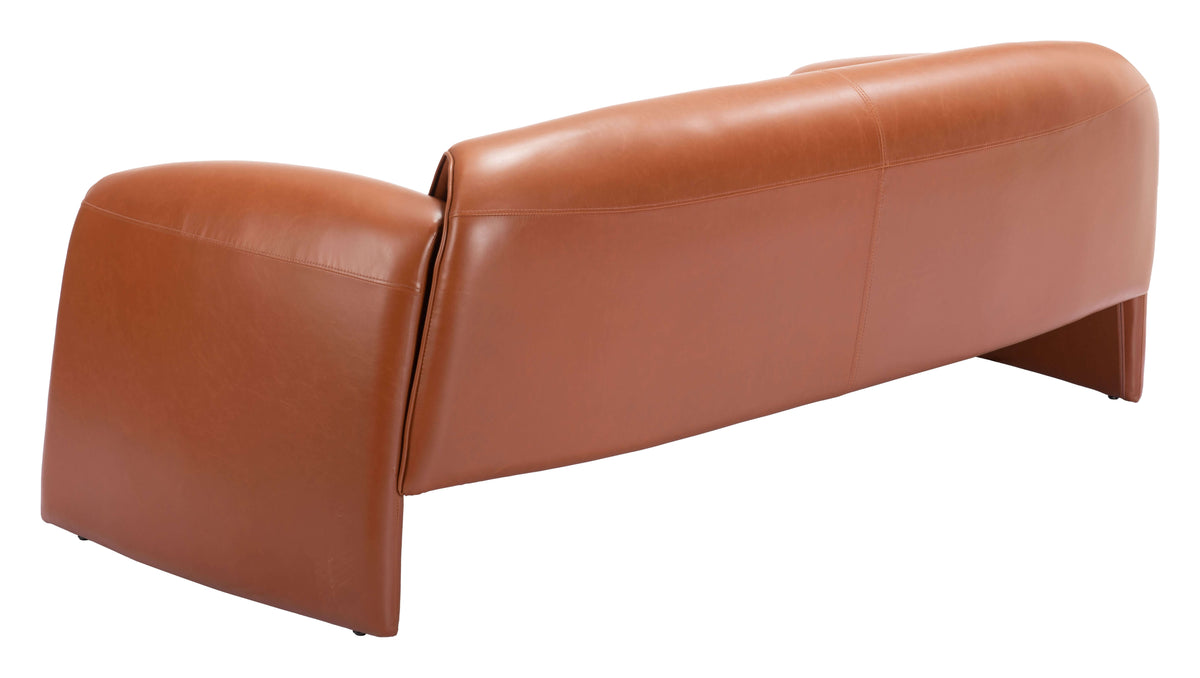 Horten Industrial Loveseat – 70” Modern Sofa with Steel Frame in durable faux leather upholstery view from the back.