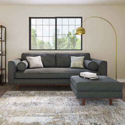 Morrison MCM Fabric Loveseat Sofa 72" – Modern Mid-Century Compact Loveseat (2 Colors) in a stylish living room setting