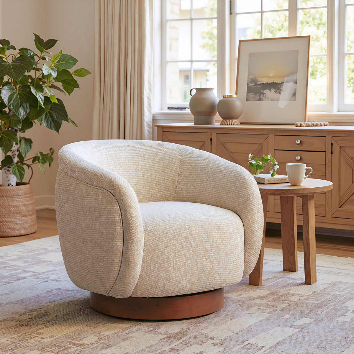 Vinta Beige Swivel Chair