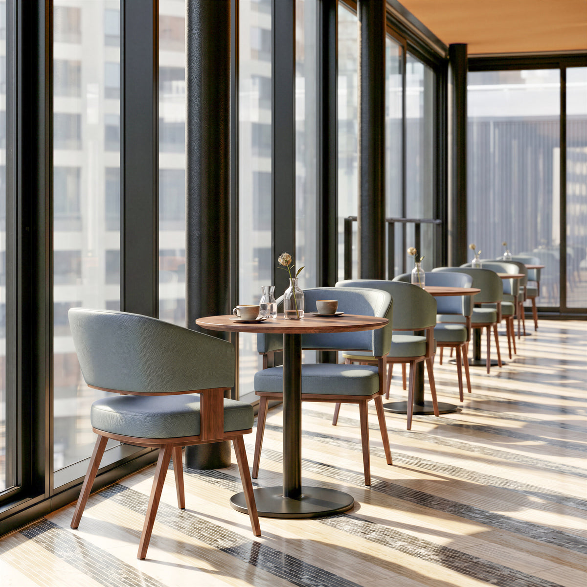 Poise Azure Gray & Walnut Dining Chair
