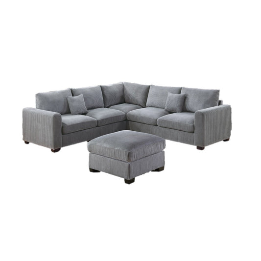 Ilaria Fog Corduroy 4-Piece L-Shaped Sectional Sofa Set – 99" Sectional Sofa