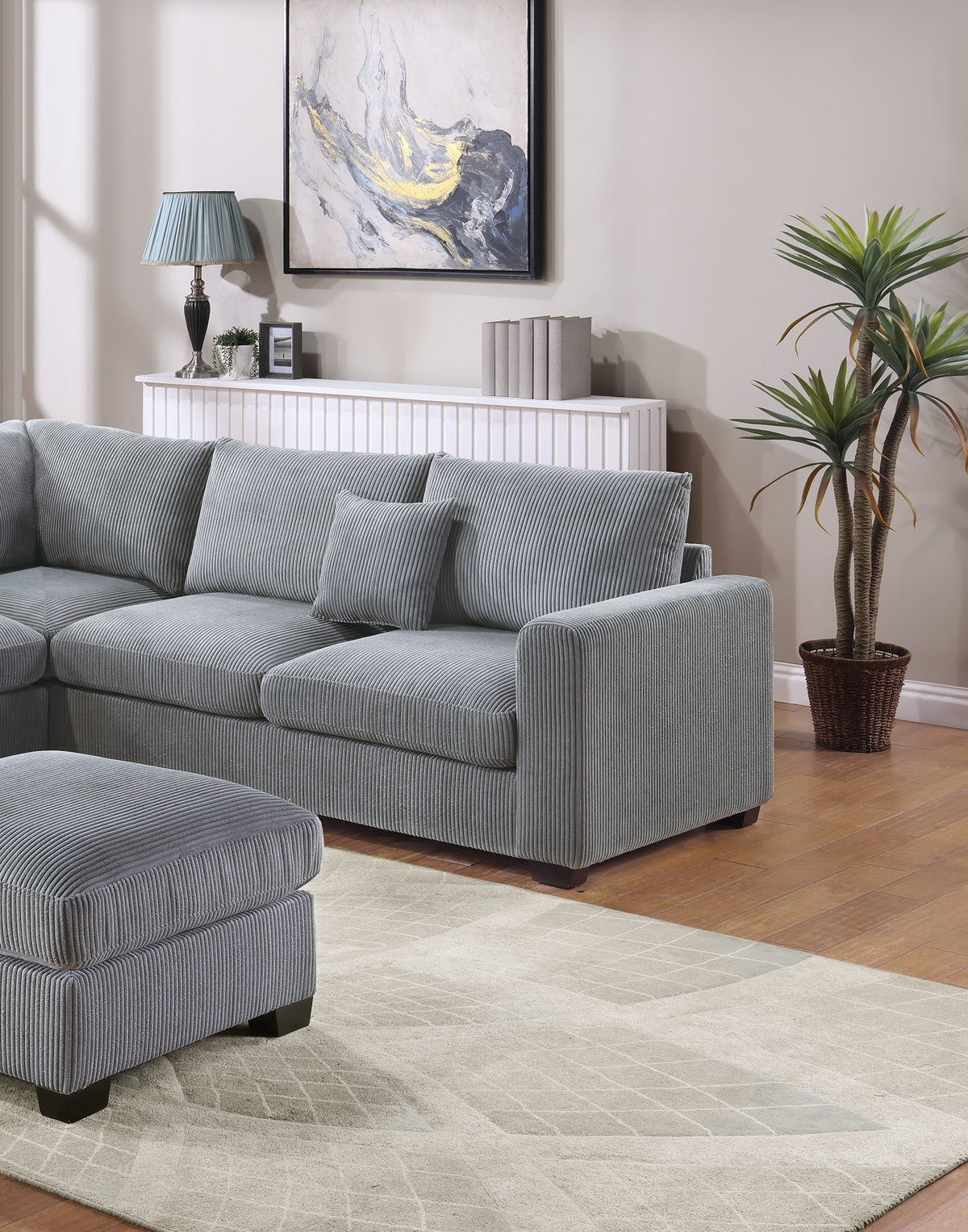 Ilaria Fog Corduroy 4-Piece L-Shaped Sectional Sofa Set – 99" Sectional Sofa – view 4