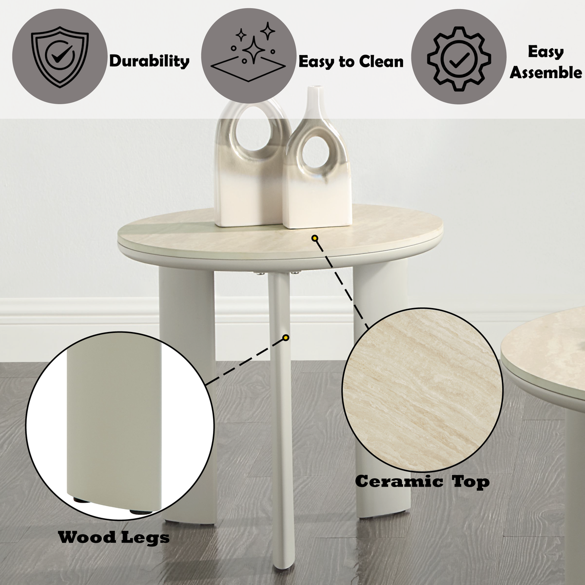 Ingram Light Gray Synthetic Wood End Table – view 3