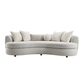 Iniko Bouclé Sofa – 105” Beige Curved Sofa with 6 Pillows (Modern Statement Couch) on a white background.
