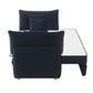 Irina Blue Velvet Sleeper Sofa w/ 3 Pillows – 88" Velvet Storage Sleeper Couch with plush cushions and hidden mattress.