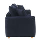 Irina Blue Velvet Sleeper Sofa w/ 3 Pillows – 88" Velvet Storage Sleeper Couch side view showcasing luxury and comfort.
