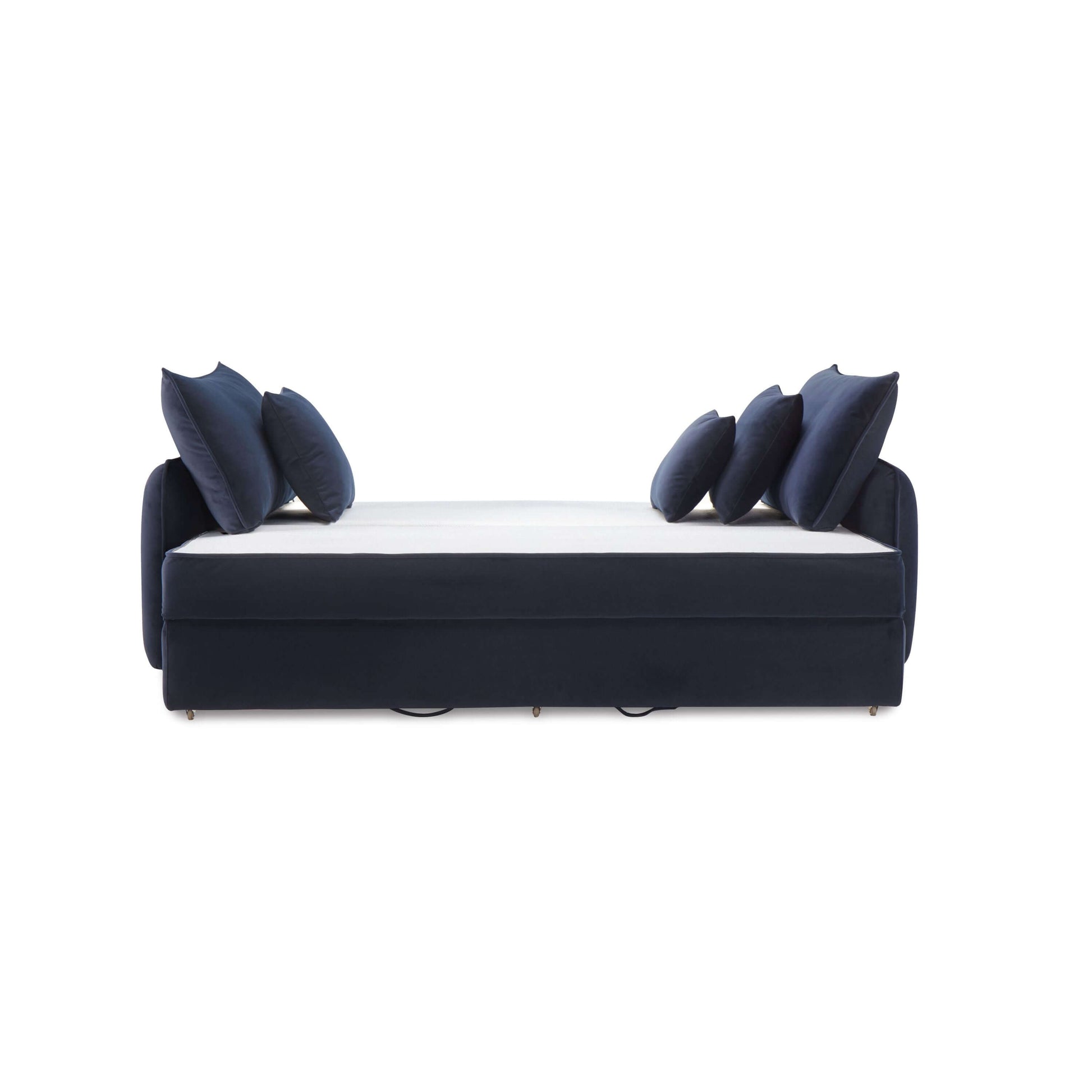 Irina Blue Velvet Sleeper Sofa w/ 3 Pillows – 88" Velvet Storage Sleeper Couch in blue with plush pillows