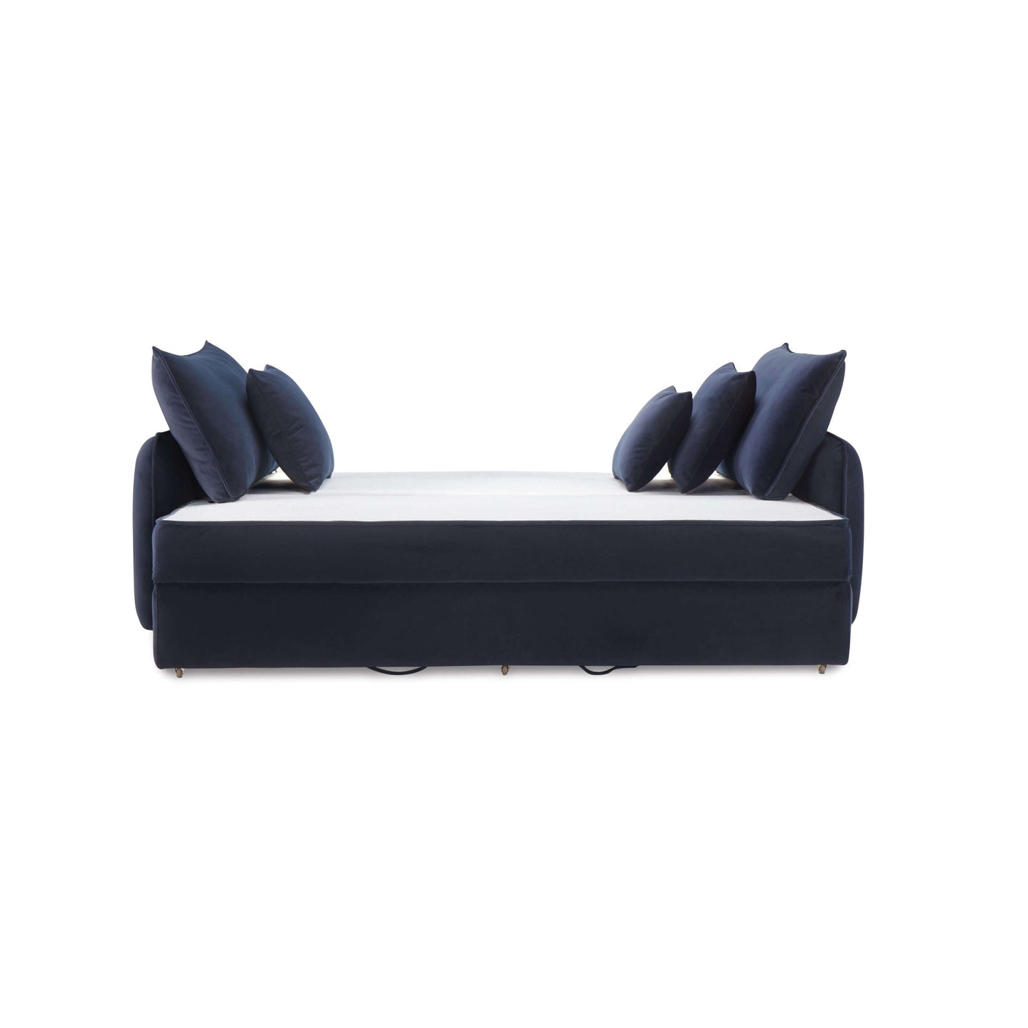 Irina Blue Velvet Sleeper Sofa w/ 3 Pillows – 88" Velvet Storage Sleeper Couch in blue with plush pillows