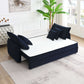 Irina Blue Velvet Sleeper Sofa w/ 3 Pillows – 88" Velvet Storage Sleeper Couch in modern living room setting.