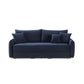 Irina Blue Velvet Sleeper Sofa w/ 3 Pillows – 88" Velvet Storage Sleeper Couch in modern living space.