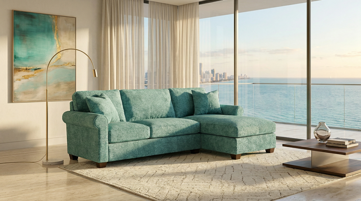 Irlanda Sectional Sofa with Chaise – Handcrafted in the USA, Custom Fabric L-Shape Sofa – view 3