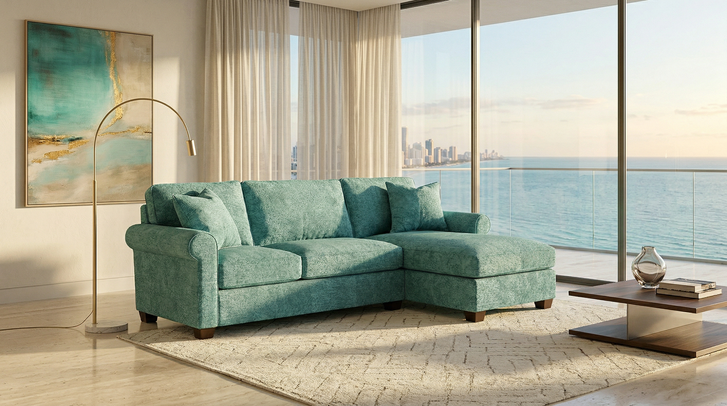 Irlanda Sectional Sofa with Chaise – Handcrafted in the USA, Custom Fabric L-Shape Sofa – view 3