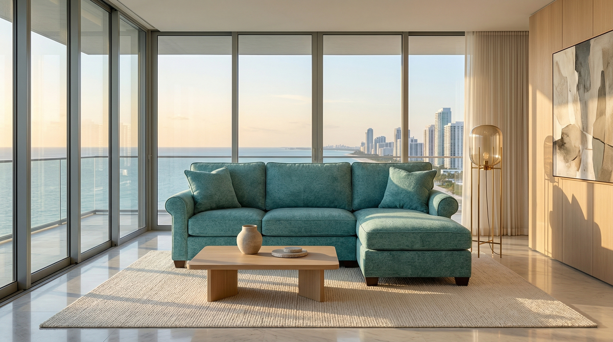 Irlanda Sectional Sofa with Chaise – Handcrafted in the USA, Custom Fabric L-Shape Sofa – view 4
