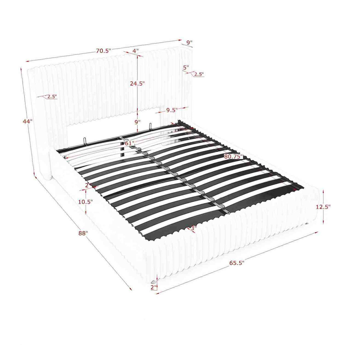 Isolde Storage Bed – Queen Faux Fur with Gas Lift Storage – view 6