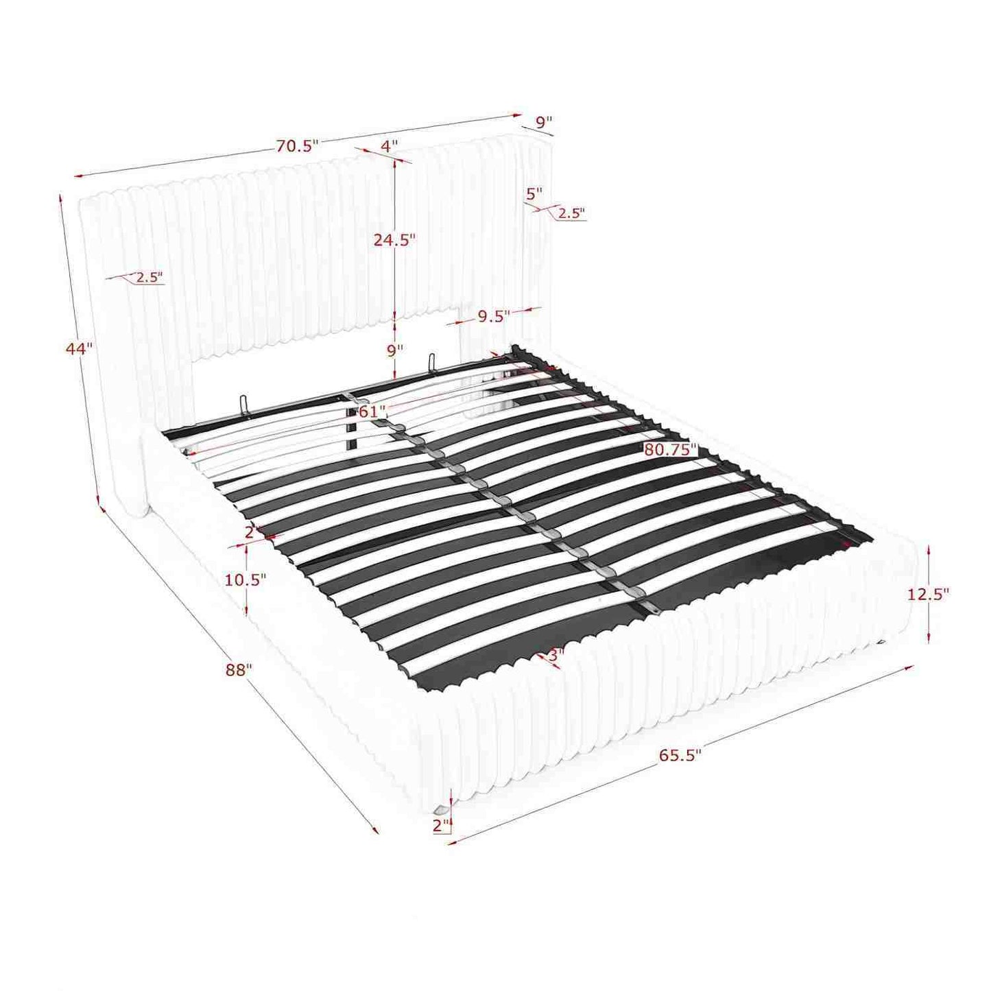 Isolde Storage Bed – Queen Faux Fur with Gas Lift Storage – view 6