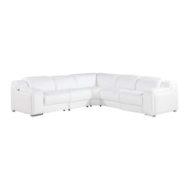 Italian Leather Power Reclining L-Shaped Sectional 112