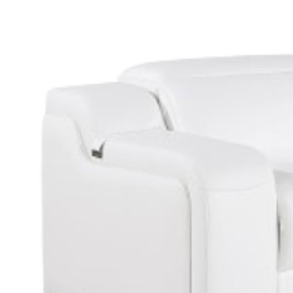 Italian Leather Power Reclining L-Shaped Sectional 112" | Modern Modular Corner Sofa close-up of armrest detail.