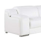 Italian Leather Power Reclining L-Shaped Sectional 112" | Modern Modular Corner Sofa armrest detail in white leather.