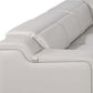 Light Gray Italian Leather Power Reclining U Shaped Eight Piece Corner Sectional With Console back detail.