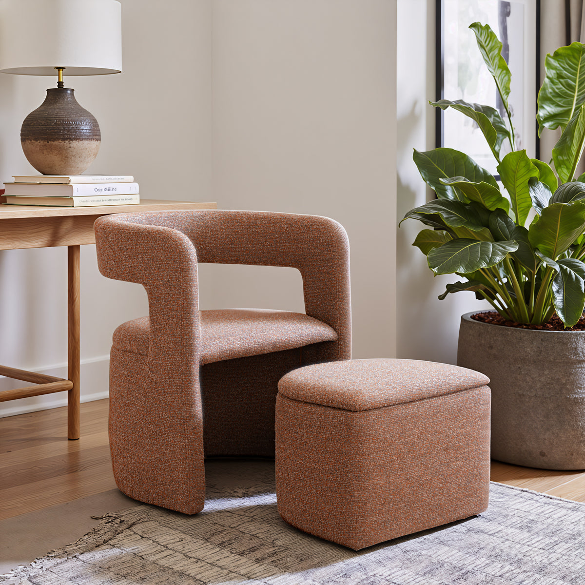 Atria Tawny Brown Accent Chair & Ottoman
