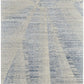 Ivory Blue And Silver Abstract Hand Knotted Distressed Area Rug | 9' x 13' showcasing modern design and muted colors.