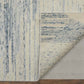 Ivory Blue And Silver Abstract Hand Knotted Distressed Area Rug | 9' x 13', showcasing its reverse side and texture.