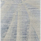 Ivory Blue And Silver Abstract Hand Knotted Distressed Area Rug | 9' x 13' showcasing a contemporary blue and ivory design.